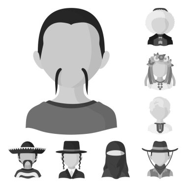 İnsan ve kültür simge vektör Illustration. Web için kişi ve yarış hisse senedi simgesi kümesi.