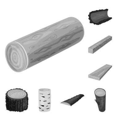 Orman ve ahşap işareti vektör çizimi. Orman ve doğa hisse senedi vektör çizim topluluğu.