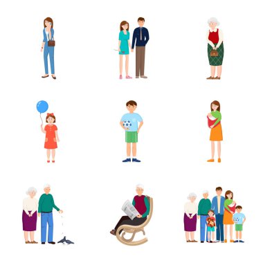 Ailenin izole nesnesi ve insanlar imzalar. Web için aile ve avatar stok sembolü koleksiyonu.