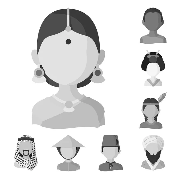 Векторная иллюстрация логотипа человека и культуры. Набор персональных и расовых векторных иллюстраций . — стоковый вектор