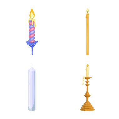 Işık ve balmumu sembolüvektör illüstrasyon. Web için ışık ve tören stok sembolü seti.