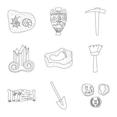 Hikaye ve araştırma işareti vektör tasarımı. Hikaye ve keşif stok vektör illüstrasyon seti.