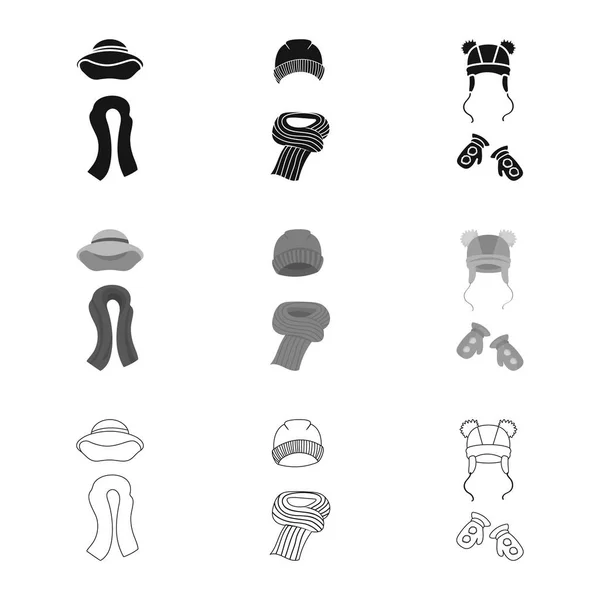 Ізольований об'єкт одягу та логотипу текстури. Колекція одягу та символу погоди для Інтернету . — стоковий вектор
