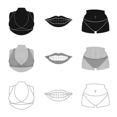 Vücut ve bölümü simge vektör çizim. Web için vücut ve anatomi hisse senedi simgesi kümesi.