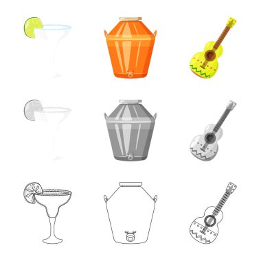 Kafe ve Latin simge vektör tasarımı. Kafe ve hisse senedi için ulusal vektör simge kümesi.