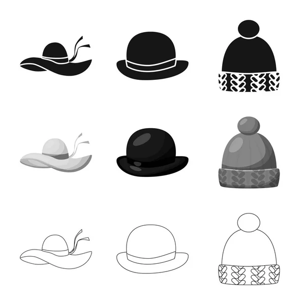 Ізольований предмет одягу та логотипу шапки. Колекція одягу та березового символу для Інтернету . — стоковий вектор