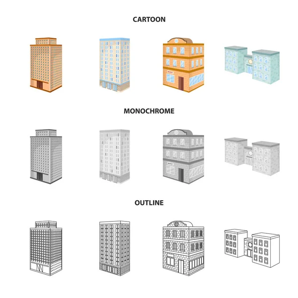 Illustration vectorielle de la construction et icône du bâtiment. Ensemble de construction et le symbole de stock immobilier pour le web . — Image vectorielle