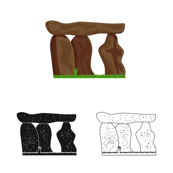Diseño vectorial de piedra y signo monolito. Colección de ilustración vectorial de piedra y stock prehistórico . — Vector de stock
