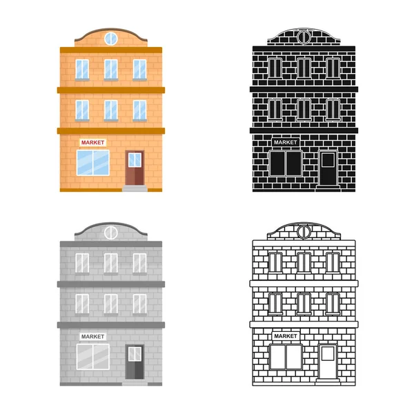 Objet isolé de la maison et le symbole de vitre. Collection d'icône vectorielle maison et maison de ville pour stock . — Image vectorielle