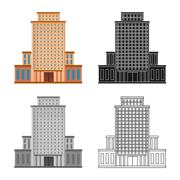 Objeto aislado de hotel e icono alto. Conjunto de hotel y turismo símbolo de stock para web . — Archivo Imágenes Vectoriales