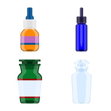 Eczane ve ilaç logo yalıtılmış nesne. Hisse senedi için eczane ve sağlık vektör simge kümesi.