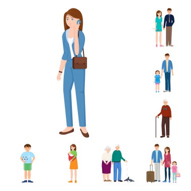Aile ve insanların simge vektör tasarımı. Aile ve avatar stok vektör çizim koleksiyonu.
