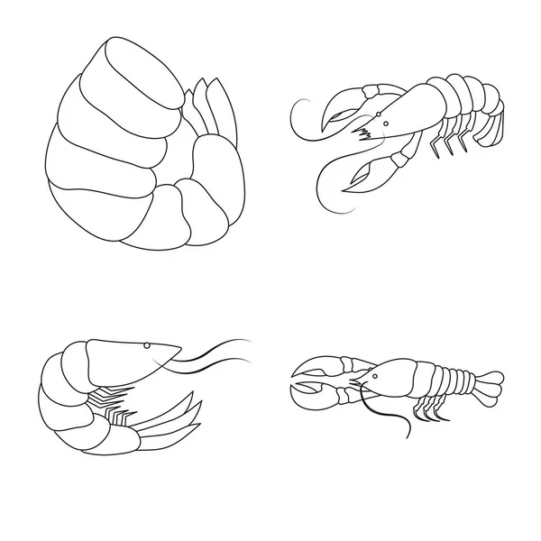 Векторні ілюстрації харчового та морського логотипу. Набір символів про їжу та тварин для Інтернету . — стоковий вектор