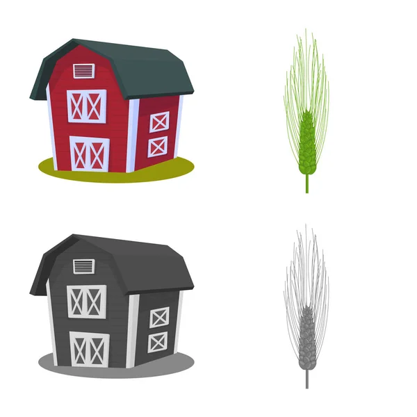 Isolerade objekt jordbruk och jordbruk tecken. Samling av jordbruk och växt vektor ikonen för lager. — Stock vektor
