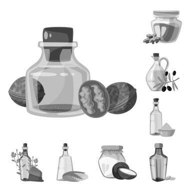 Beslenme ve organik simgesi vektör tasarımı. Stok için beslenme ve cam vektör simgesi seti.