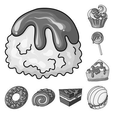 Tatlı ve karamel simgesivektör illüstrasyon. Web için tatlı ve mutfak stok sembolü seti.