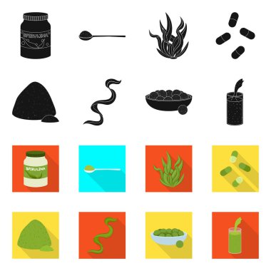 Protein ve deniz logo yalıtılmış nesne. Protein ve web için doğal hisse senedi simgesi toplama.