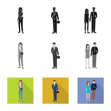 Karakter ve avatar simge vektör Illustration. Hisse senedi için karakter ve portre vektör simge topluluğu.