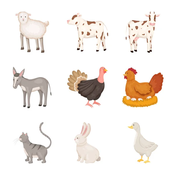 Diseño vectorial de la granja y el signo de comida. Conjunto de granja y campo símbolo de stock para la web . — Vector de stock