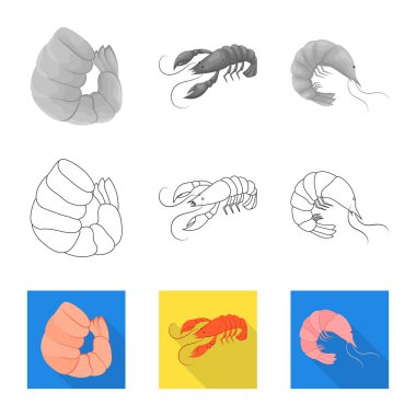 Meze ve okyanus simgesi yalıtılmış nesne. Meze ve incelik hisse senedi vektör çizim topluluğu.