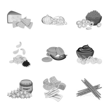 Tat ve pişirme işareti vektör illüstrasyon. Stok için tat ve seasonin vektör simgesi seti.