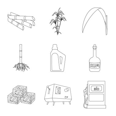 Şeker ve alan simgesivektör illüstrasyon. Şeker seti ve ekim stok vektör illüstrasyon.