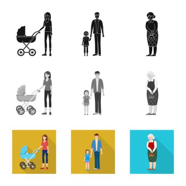 Karakter ve avatar simge vektör Illustration. Karakter ve portre hisse senedi vektör çizim seti.