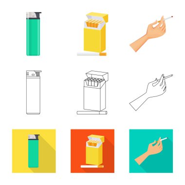 Çöp ve dur işareti vektör tasarımı. Çöp ve alışkanlık hisse senedi vektör çizim seti.