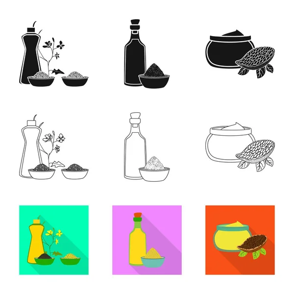 Vektorillustration des gesunden und pflanzlichen Symbols. Satz gesunder und landwirtschaftlicher Vektorsymbole für Aktien. — Stockvektor