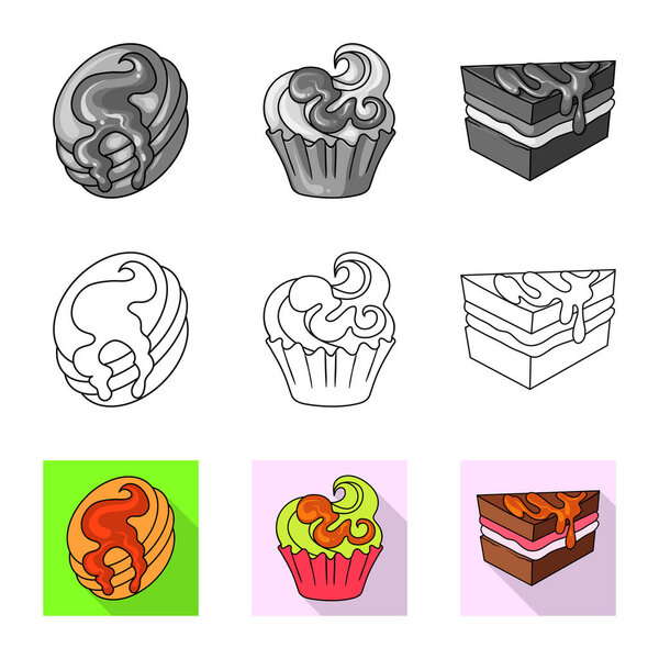 Isolated object of confectionery and culinary icon. Set of confectionery and product stock vector illustration.