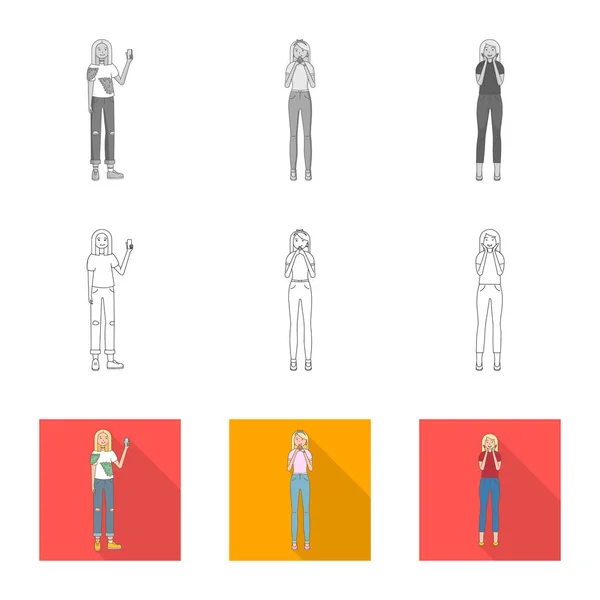 Illustration vectorielle de la posture et du signe d'humeur. Collection de posture et icône vectorielle femelle pour stock . — Image vectorielle