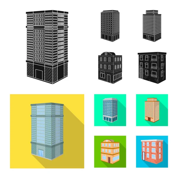 Progettazione vettoriale della costruzione e dell'icona dell'edificio. Raccolta di costruzione e stock immobiliare simbolo per il web . — Vettoriale Stock