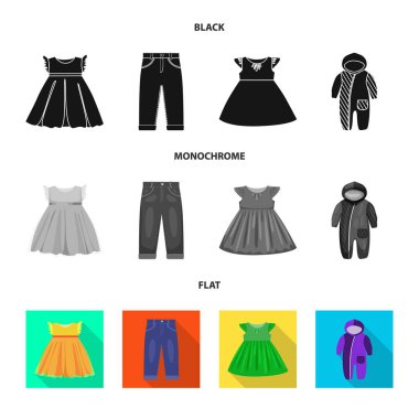 Moda ve giysi simge vektör Illustration. Moda ve pamuk stok vektör çizim topluluğu.