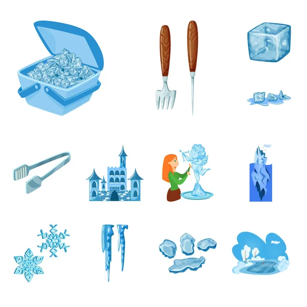 Design vettoriale del gelo e del segno dell'acqua. Raccolta di gelo e icona vettoriale bagnata per magazzino . — Vettoriale Stock