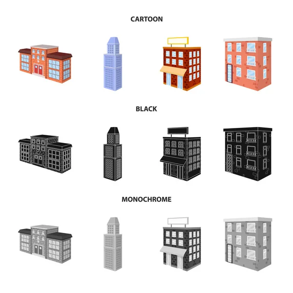 Vektor-Design der Konstruktion und Gebäude-Symbol. Set von Bau- und Immobilienvektorsymbolen für Aktien. — Stockvektor