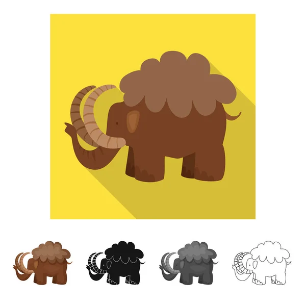 Diseño vectorial de mamut y signo animal. Colección de mamut y prehistoria símbolo de stock para la web . — Vector de stock