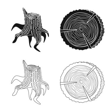 Ağaç ve ham işareti vektör çizimi. Ağaç ve inşaat hisse senedi simgesi için web topluluğu.