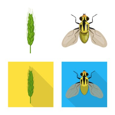 Tarım ve tarım simge vektör Illustration. Hisse senedi için Tarım ve bitki vektör simge topluluğu.