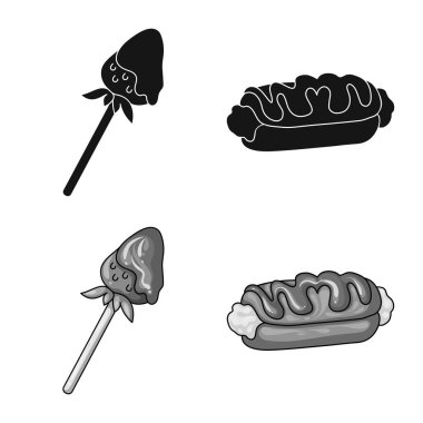 Şekerlemeler ve mutfak logo vektör tasarımı. Şekerlemeler ve web için ürün hisse senedi simgesi.