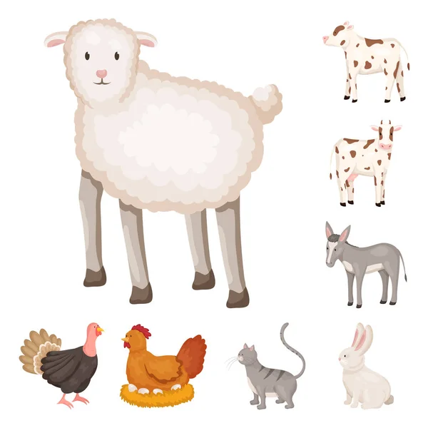 Ilustración vectorial del icono de la granja y la comida. Conjunto de ilustración vectorial de granja y campo . — Vector de stock