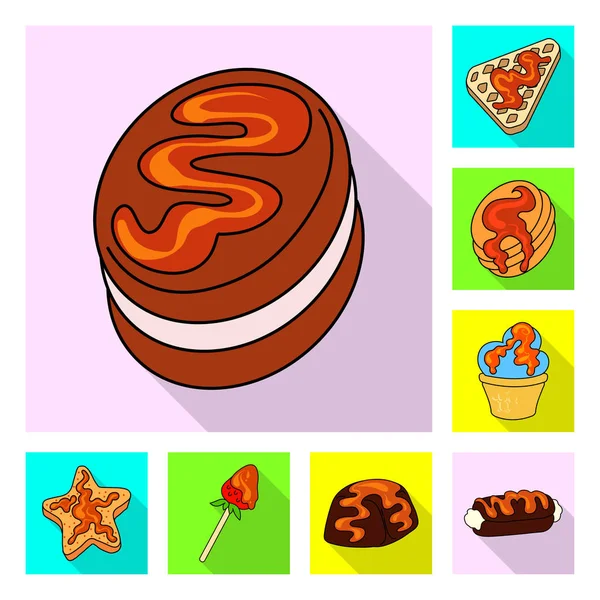 Design vetorial de confeitaria e ícone culinário. Coleção de doces e ícone vetorial colorido para estoque . — Vetor de Stock