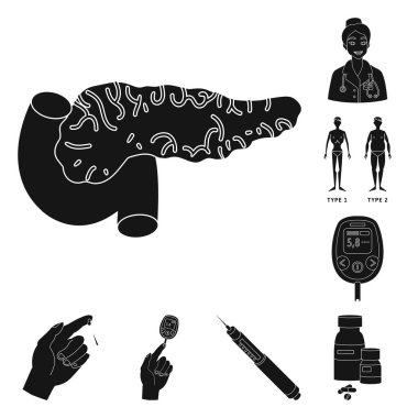 Sağlık ve tıp işareti izole nesne. Sağlık ve diyabet stok vektör illüstrasyon koleksiyonu.