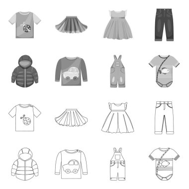 Moda ve giysi simge vektör Illustration. Hisse senedi için moda ve pamuk vektör simge kümesi.