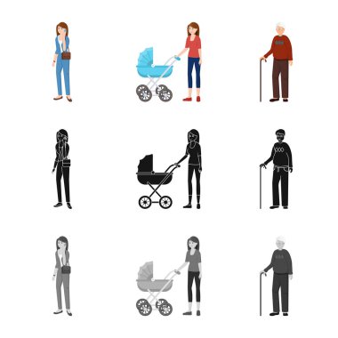 Karakter ve avatar simge yalıtılmış nesne. Web için karakter ve portre hisse senedi simgesi kümesi.