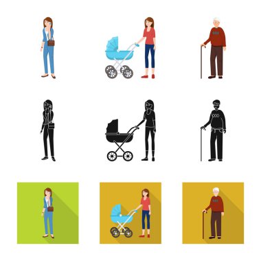 Karakter ve avatar simge vektör tasarımı. Karakter ve portre hisse senedi simgesi için web topluluğu.