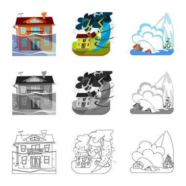 Hava ve sıkıntı simge vektör Illustration. Hava ve web için crash hisse senedi simgesi toplama.