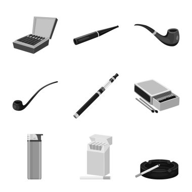 Sağlık ve nikotin simgesi izole nesne. Stok lar için sistem durumu ve istatistik vektör simgesi kümesi.