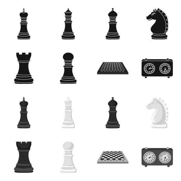 Isolerade objekt av schackmatt och tunn logotyp. Uppsättning av schackmatt och målet aktiesymbol för webben. — Stock vektor