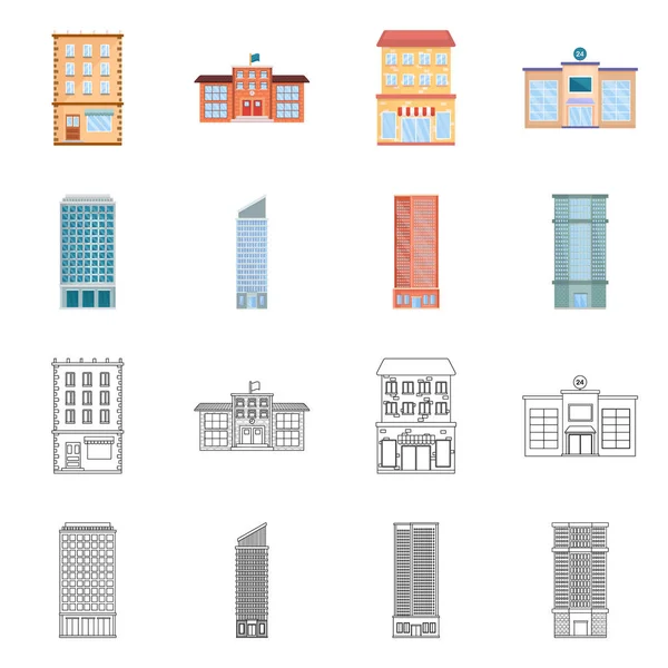 Geïsoleerde object van gemeentelijke en center-logo. Set van gemeentelijke en landgoed vector pictogram voor voorraad. — Stockvector