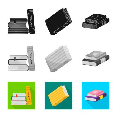 Eğitim ve kapak logo vektör Illustration. Eğitim ve hisse senedi için kitapçı vektör simge kümesi.